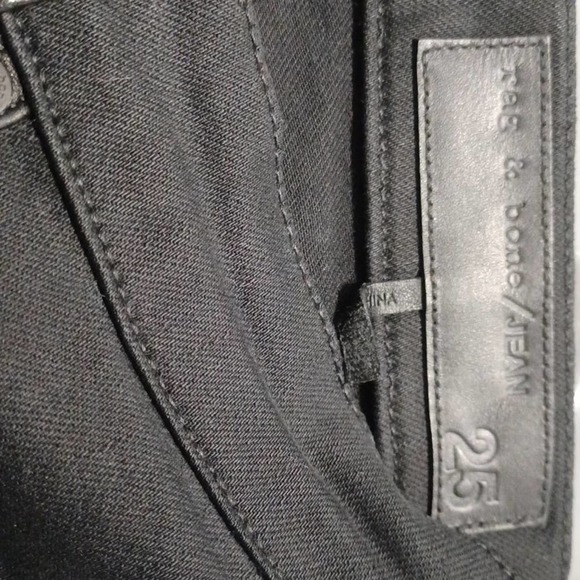 Rag & Bone Leather & Black Denim Combo Skinny Jean Size 25 - Picture 5 of 7